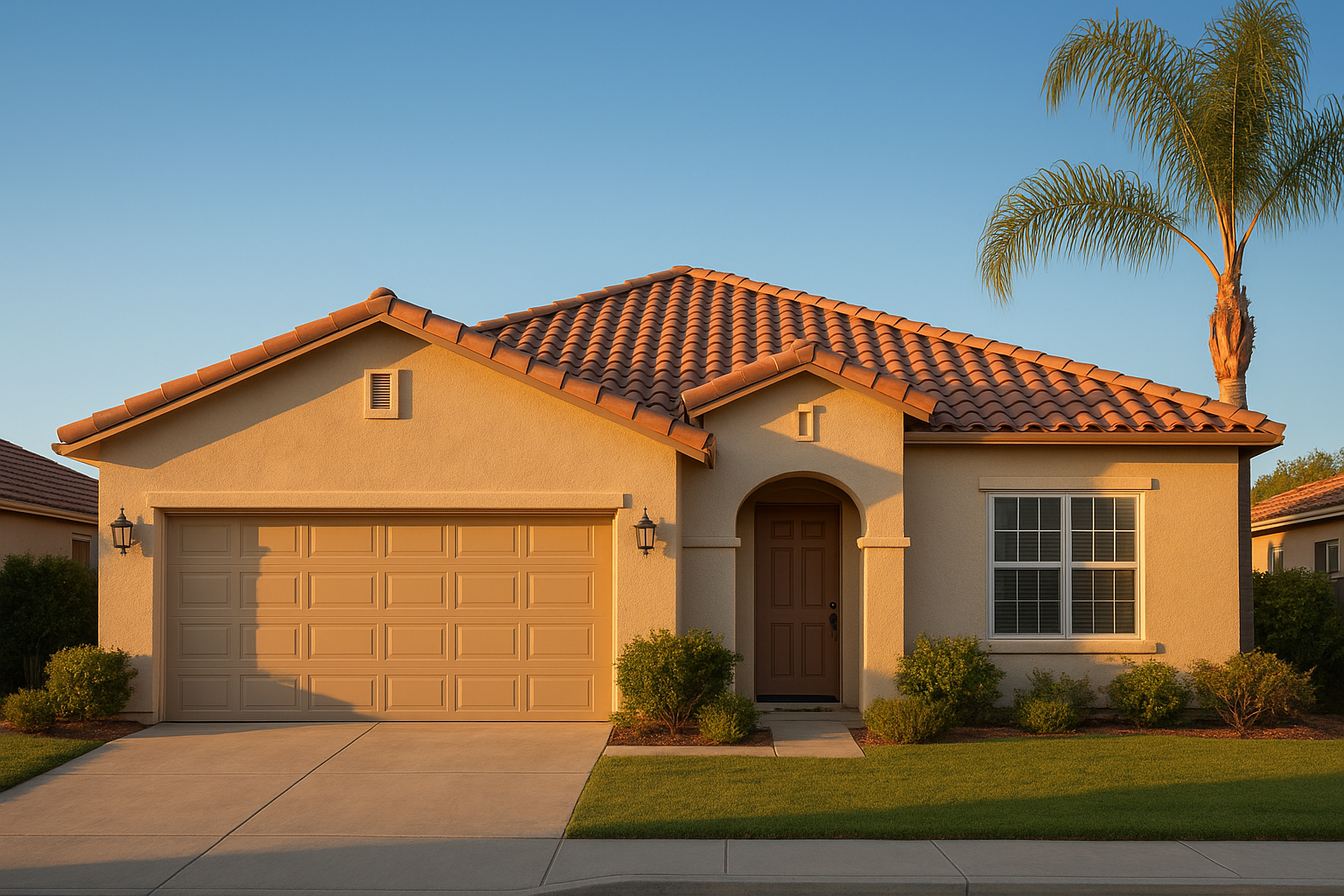 Suburban Bay Area home exterior ready for a roof and stucco inspection