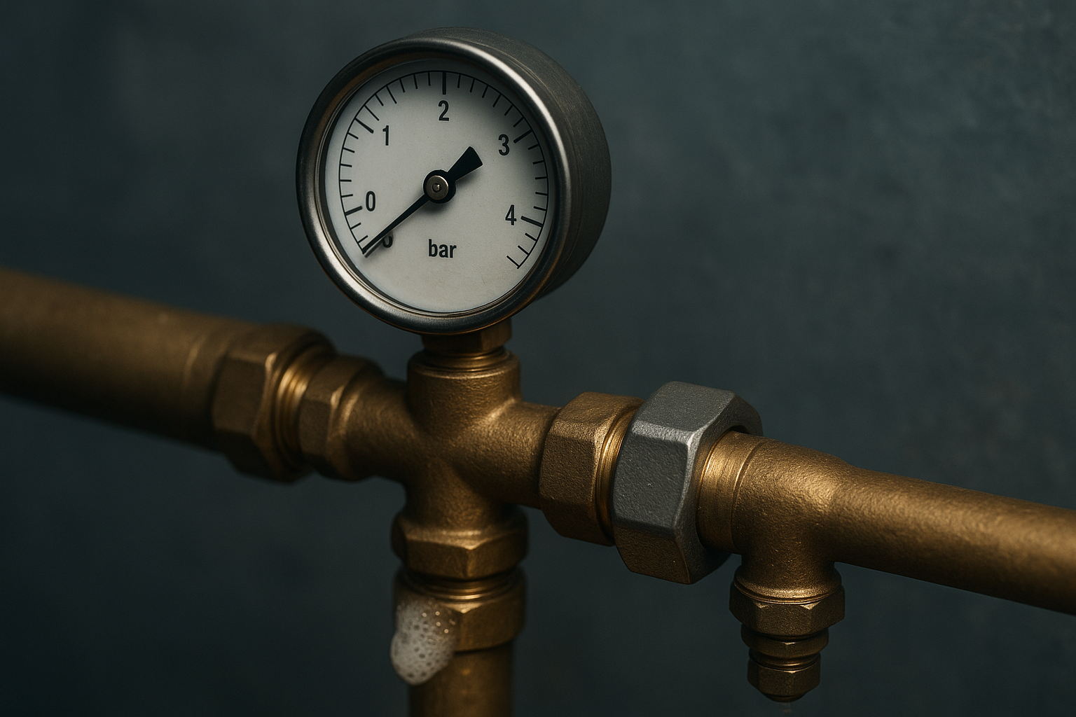 Fb5725d9_gas-line-pressure-test Pressure testing equipment connected to gas piping during an installation inspection