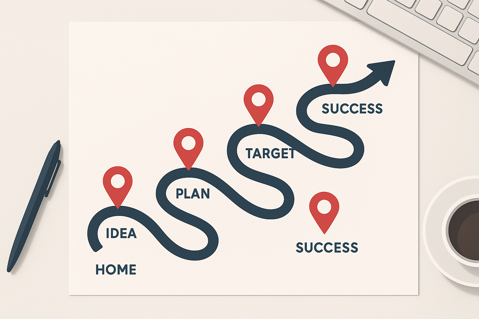 Illustrated SEO action plan roadmap for small businesses showing six key milestones