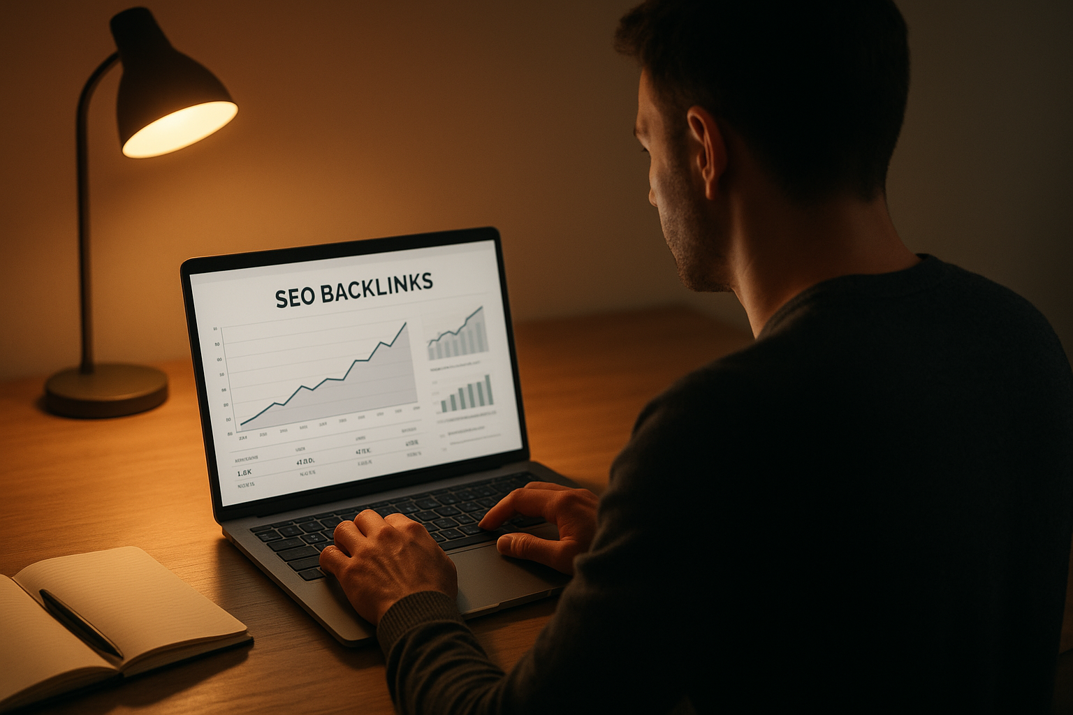 SEO professional reviewing backlink data to improve domain authority score