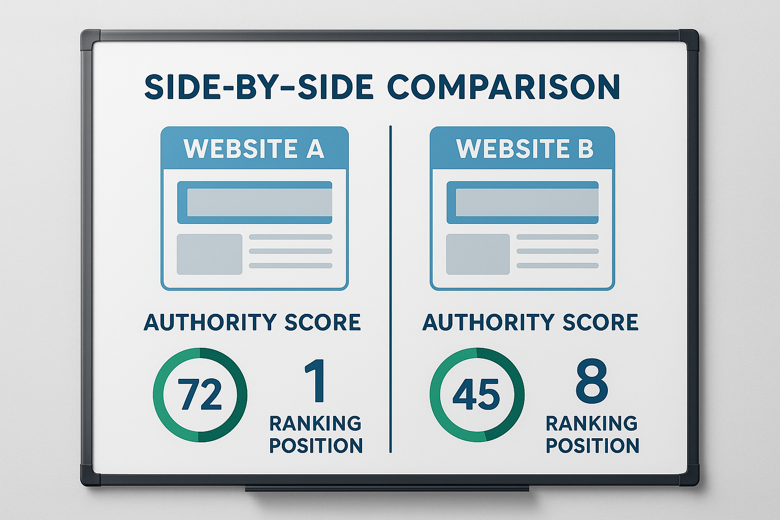 Comparison chart showing how different domain authority scores affect competitive keyword rankings