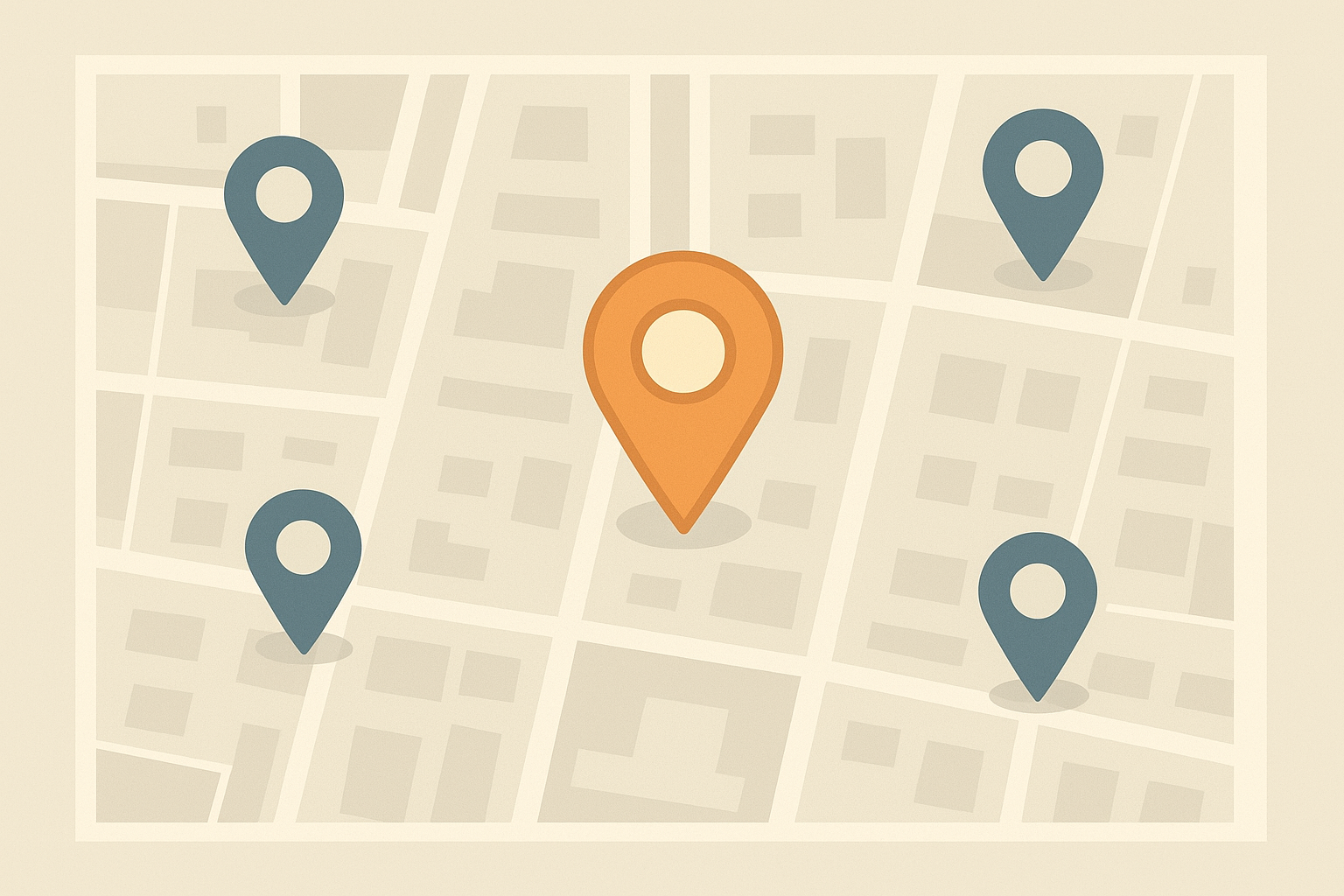 City map with competitor location pins representing local home service marketing research