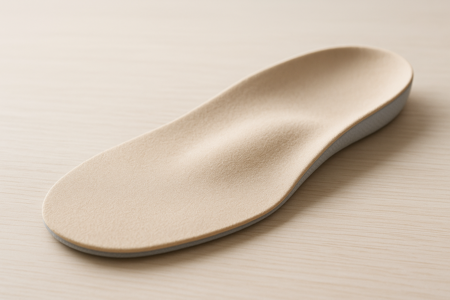 Finished custom prescription orthotics showing molded arch support