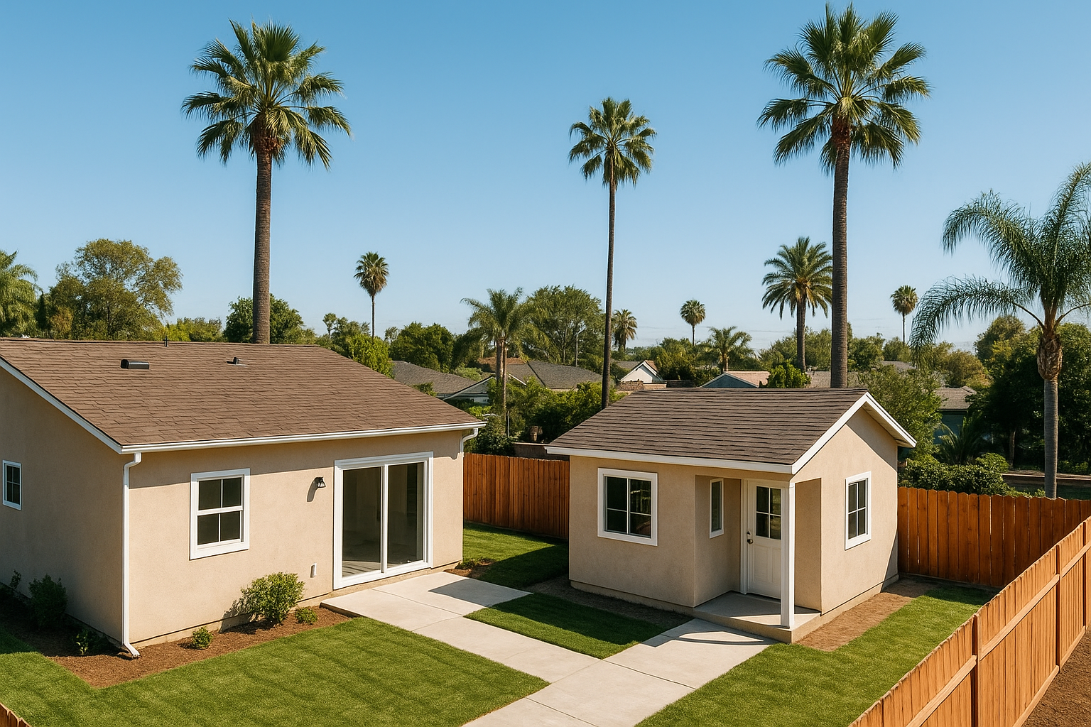 Completed backyard ADU guest house funded partly through adu grants in Southern California