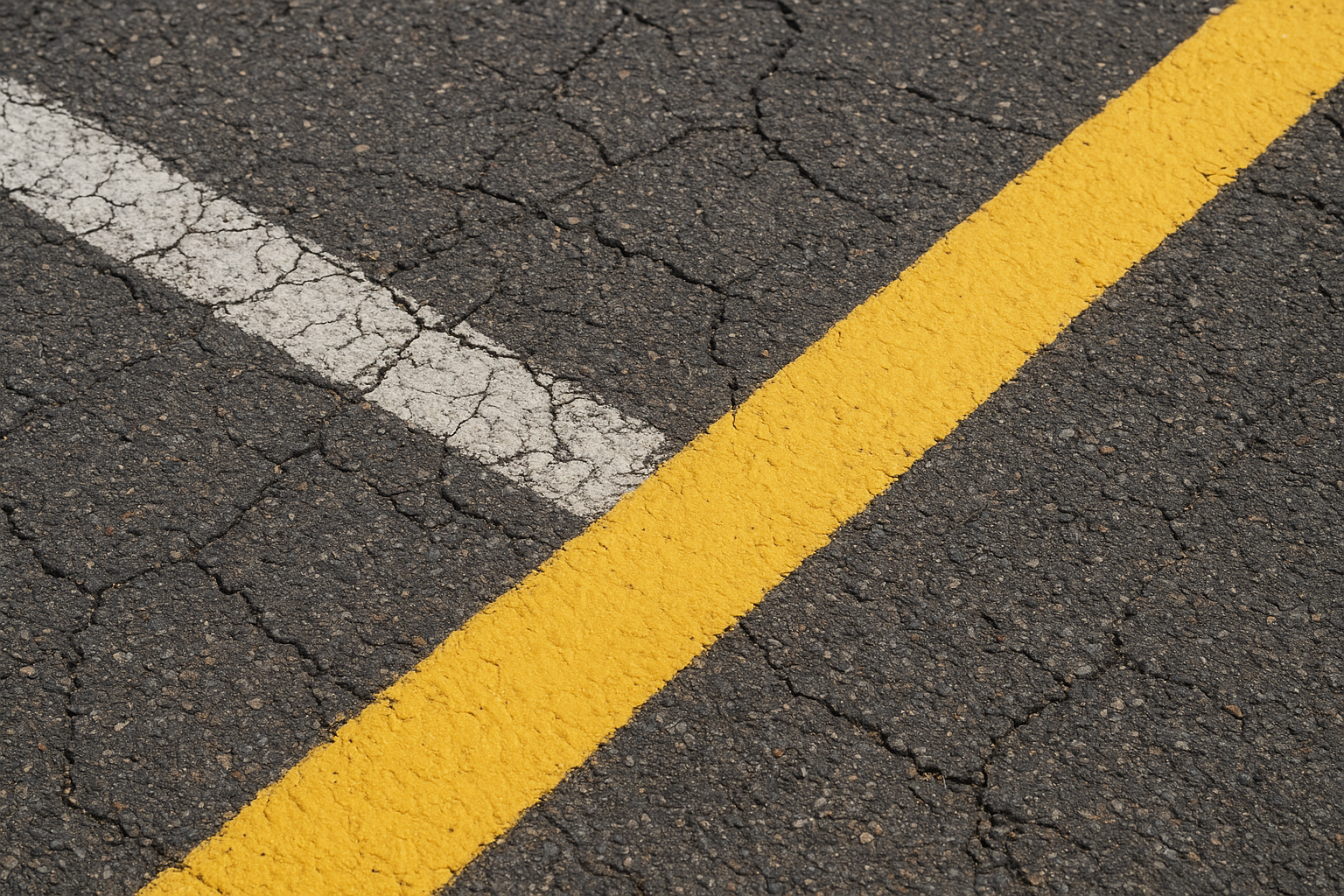 Comparison of faded parking lines versus fresh striping showing why restriping is needed