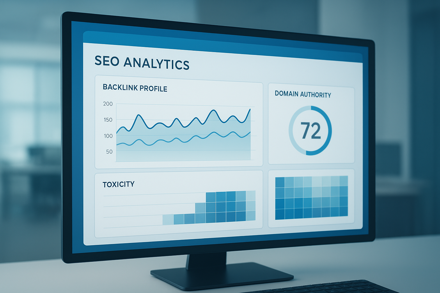 Automatic backlink checker dashboard displaying domain authority scores and toxic link alerts