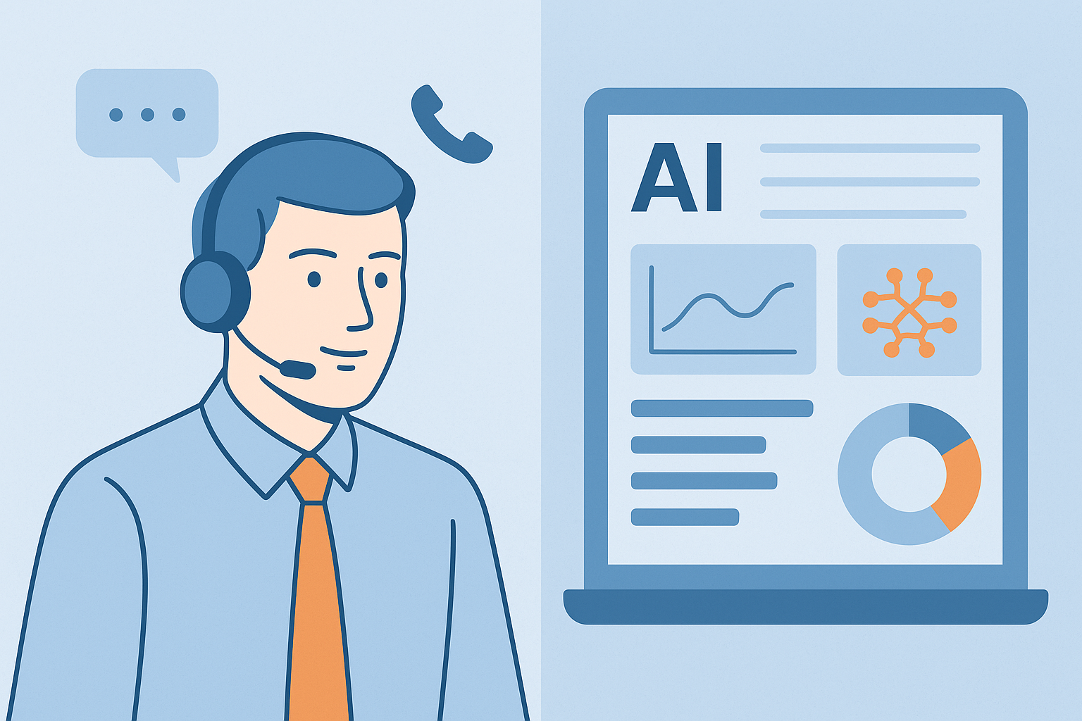 Comparison of a traditional call center agent and an AI receptionist for HVAC companies